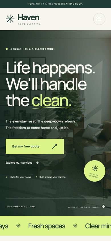 Haven mobile website preview